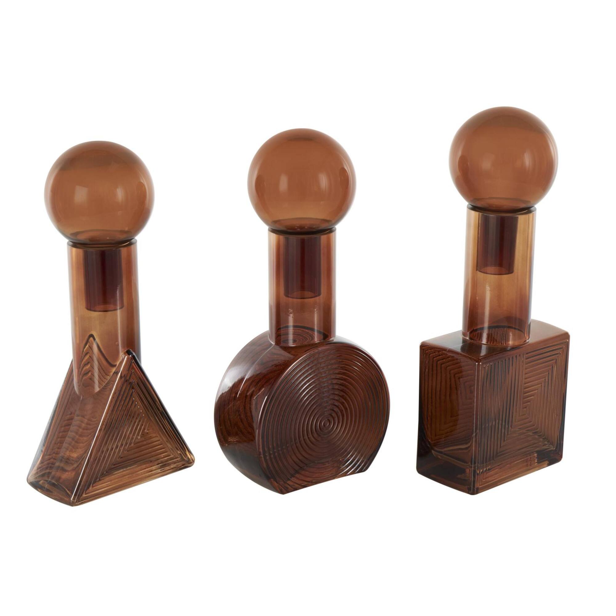 Amber Geometric Decorative Jar Set